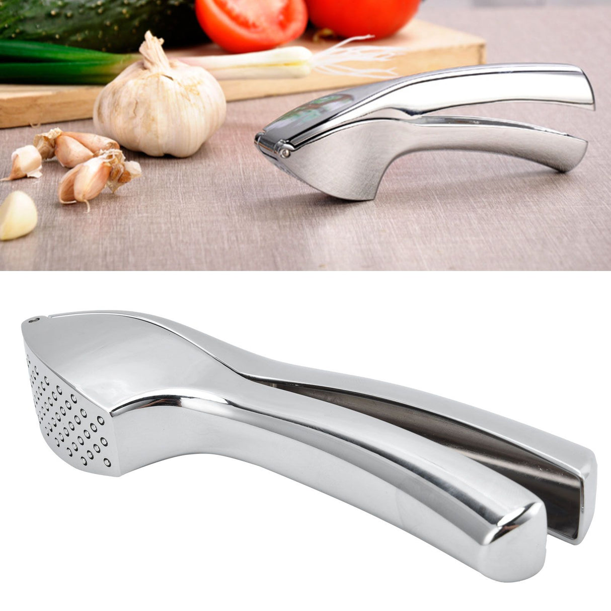 Garlic Press Zinc Alloy Sturdy Ergonomic Design Ginger Masher for Kitchen Crushing Tool