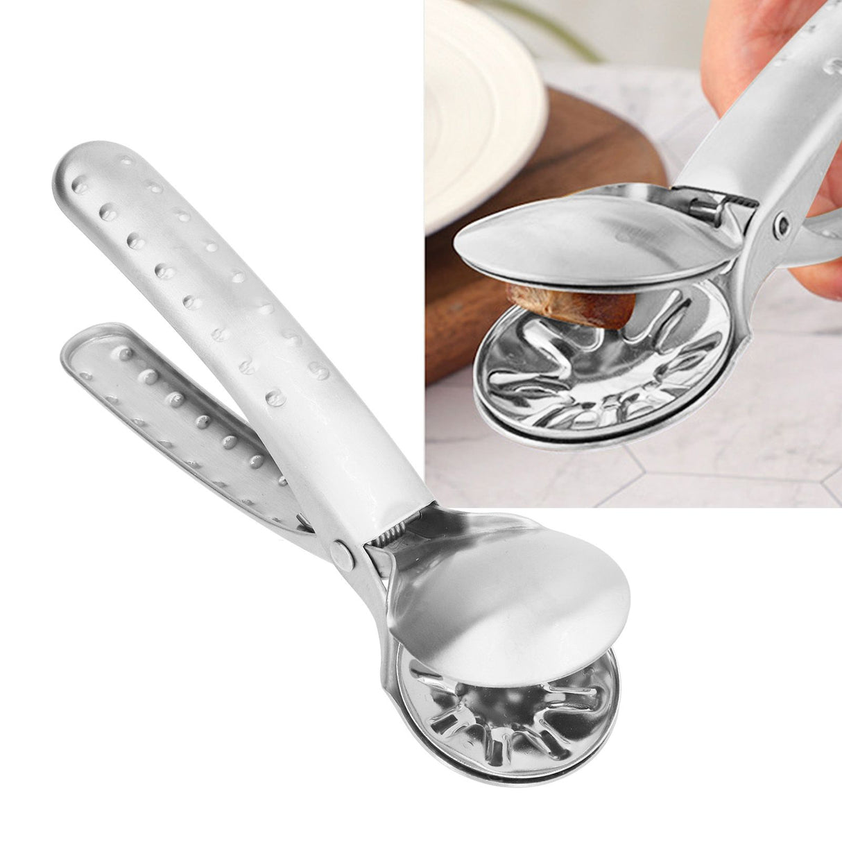 Stainless Steel Nutcracker Chestnut Clip Metal Multifunctional Nut Opener Plier for KitchenSilver