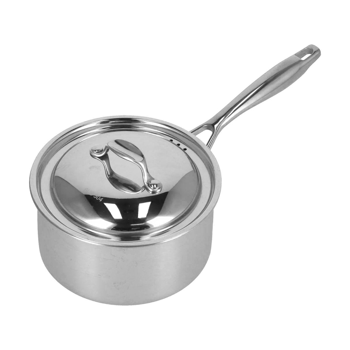 Sauce Pan 304 Stainless Steel Anti Slip Multipurpose Thicken Milk Pot with Lid for KitchenNatural Color