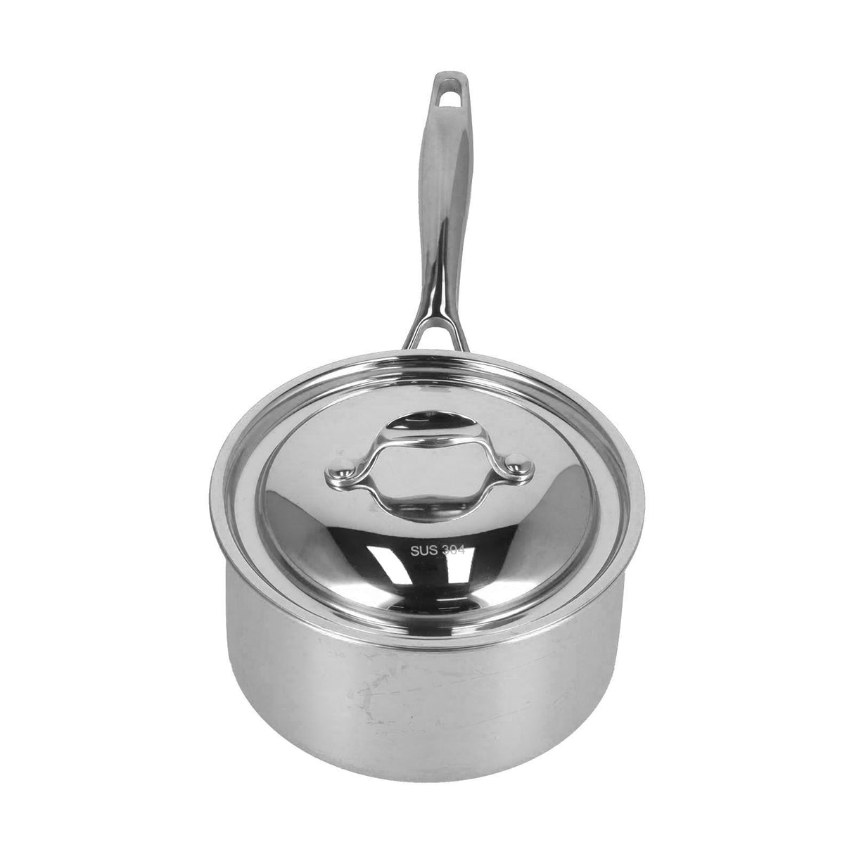 Sauce Pan 304 Stainless Steel Anti Slip Multipurpose Thicken Milk Pot with Lid for KitchenNatural Color