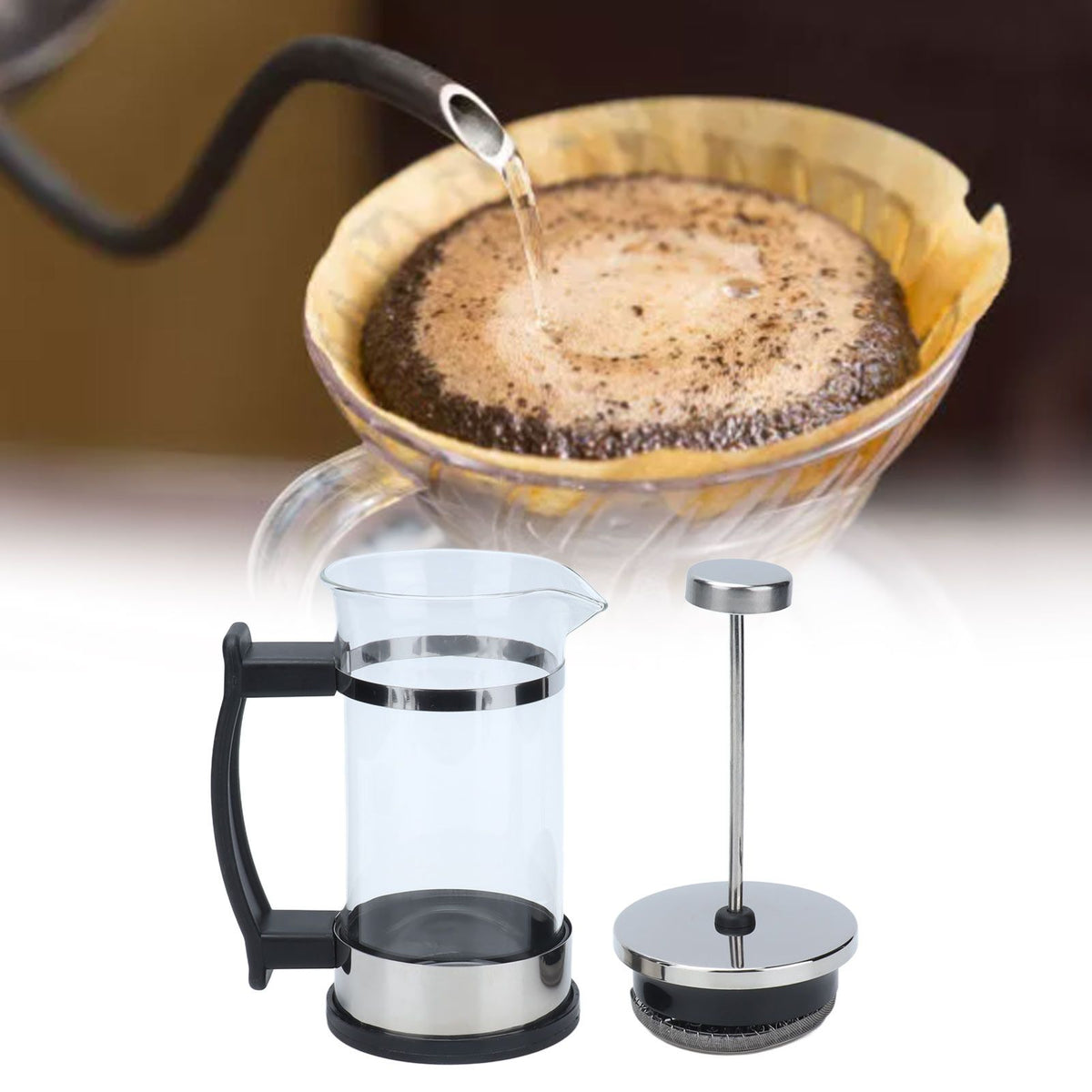 350ml Hand Brewing Coffee Press Pot Heat Resistant Coffee Tea Maker Pot Kettle for Home Office