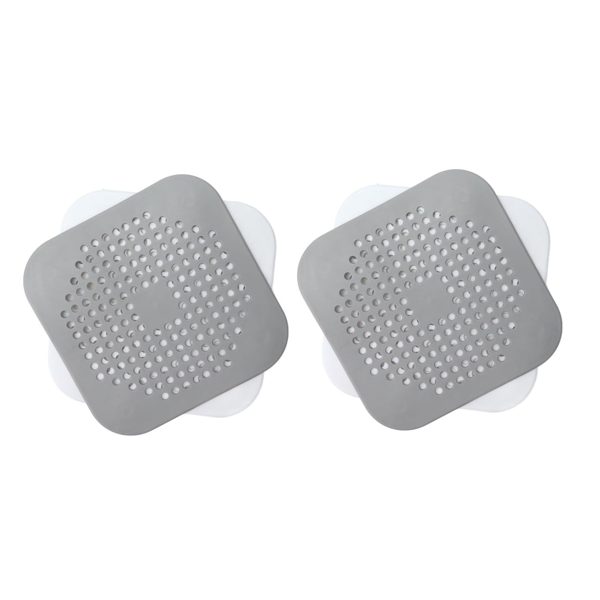 4 Pcs Drain Hair Catcher Square TPR Shower Hair Stopper with Suction Cup for Bathroom Bathtub Kitchen Grey and White
