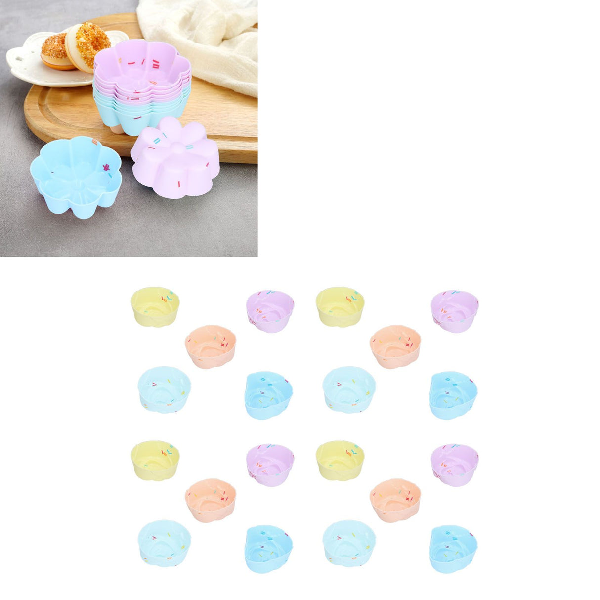 20Pcs Cupcake Baking Mould Silicone Muffin Cups Cupcake Moulds Jelly Pudding MoldRose Set