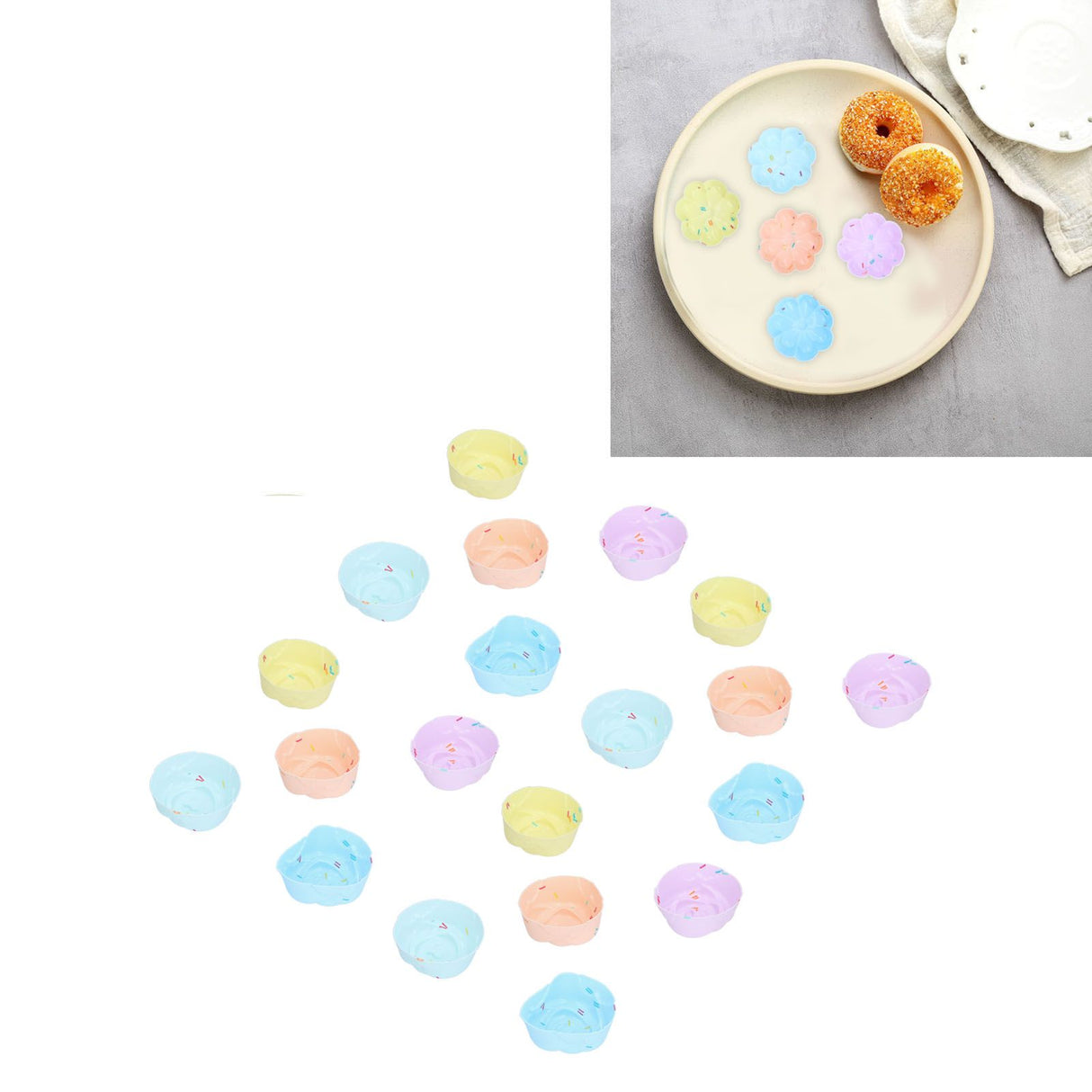 20Pcs Cupcake Baking Mould Silicone Muffin Cups Cupcake Moulds Jelly Pudding MoldRose Set