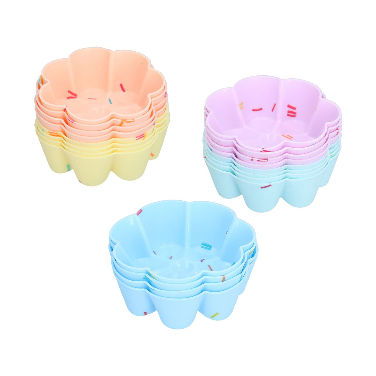20Pcs Cupcake Baking Mould Silicone Muffin Cups Cupcake Moulds Jelly Pudding Mold7 Petal Flower Set