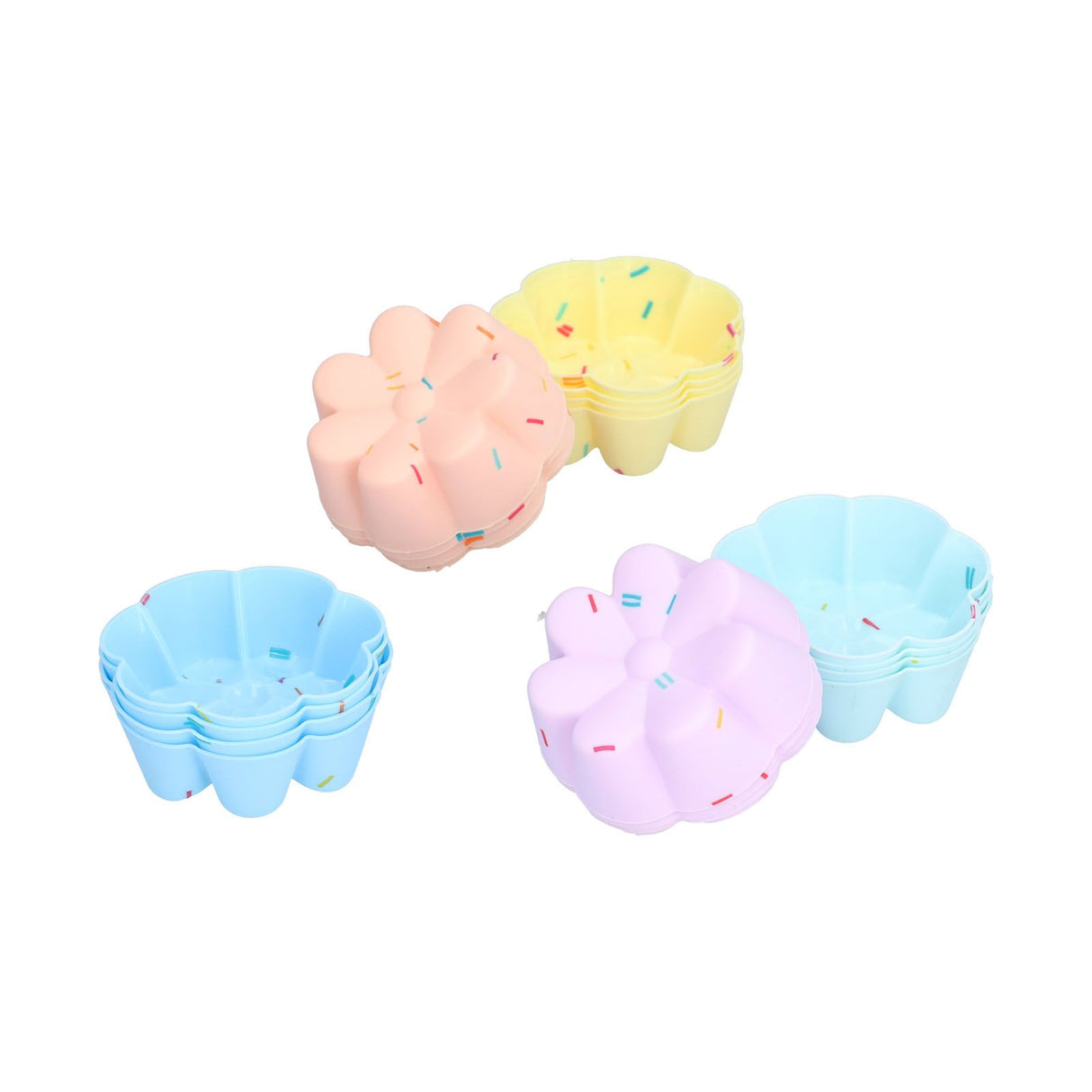 20Pcs Cupcake Baking Mould Silicone Muffin Cups Cupcake Moulds Jelly Pudding Mold7 Petal Flower Set