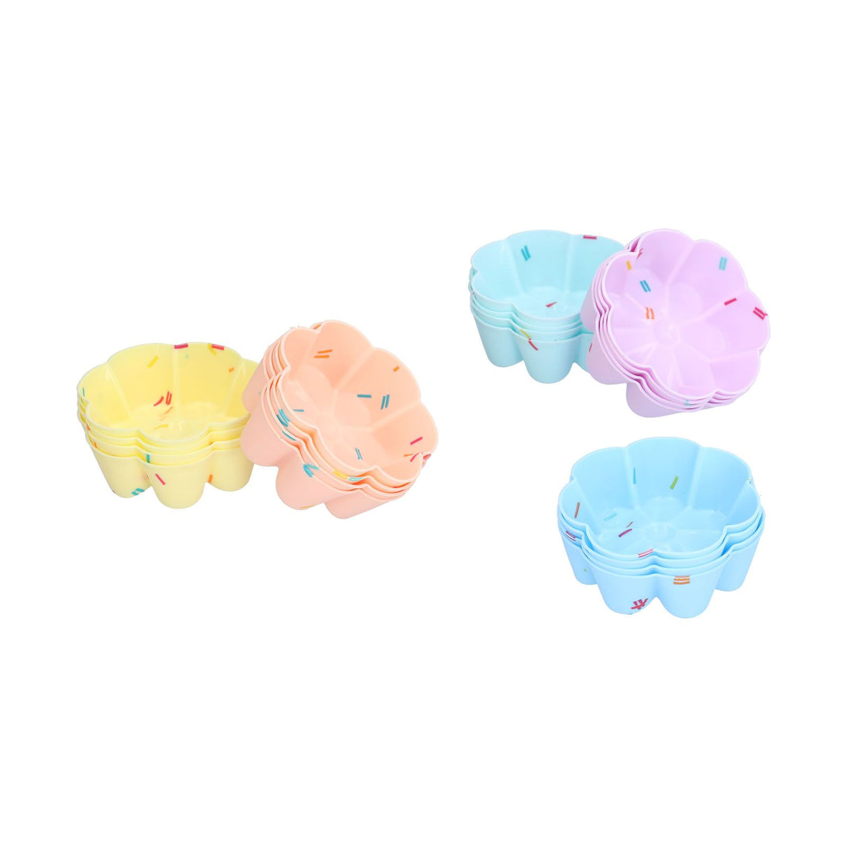 20Pcs Cupcake Baking Mould Silicone Muffin Cups Cupcake Moulds Jelly Pudding Mold7 Petal Flower Set