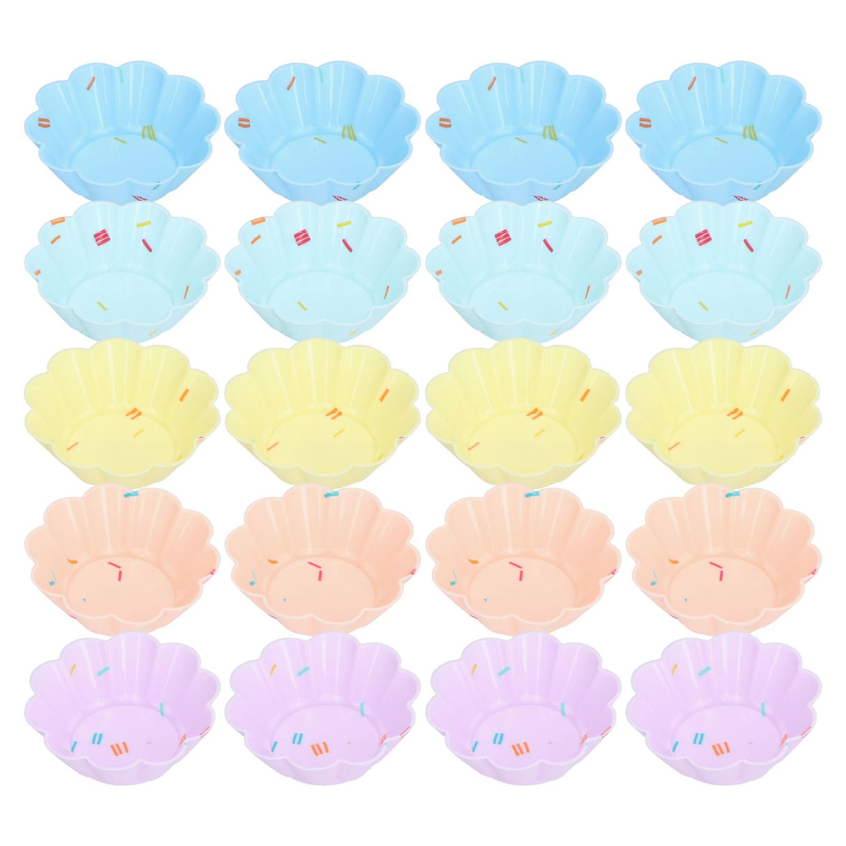 20Pcs Small Cake Cup Baking Mold Reusable Easy Clean Silicone Mini Cupcake Holders10 Petal Flower Set