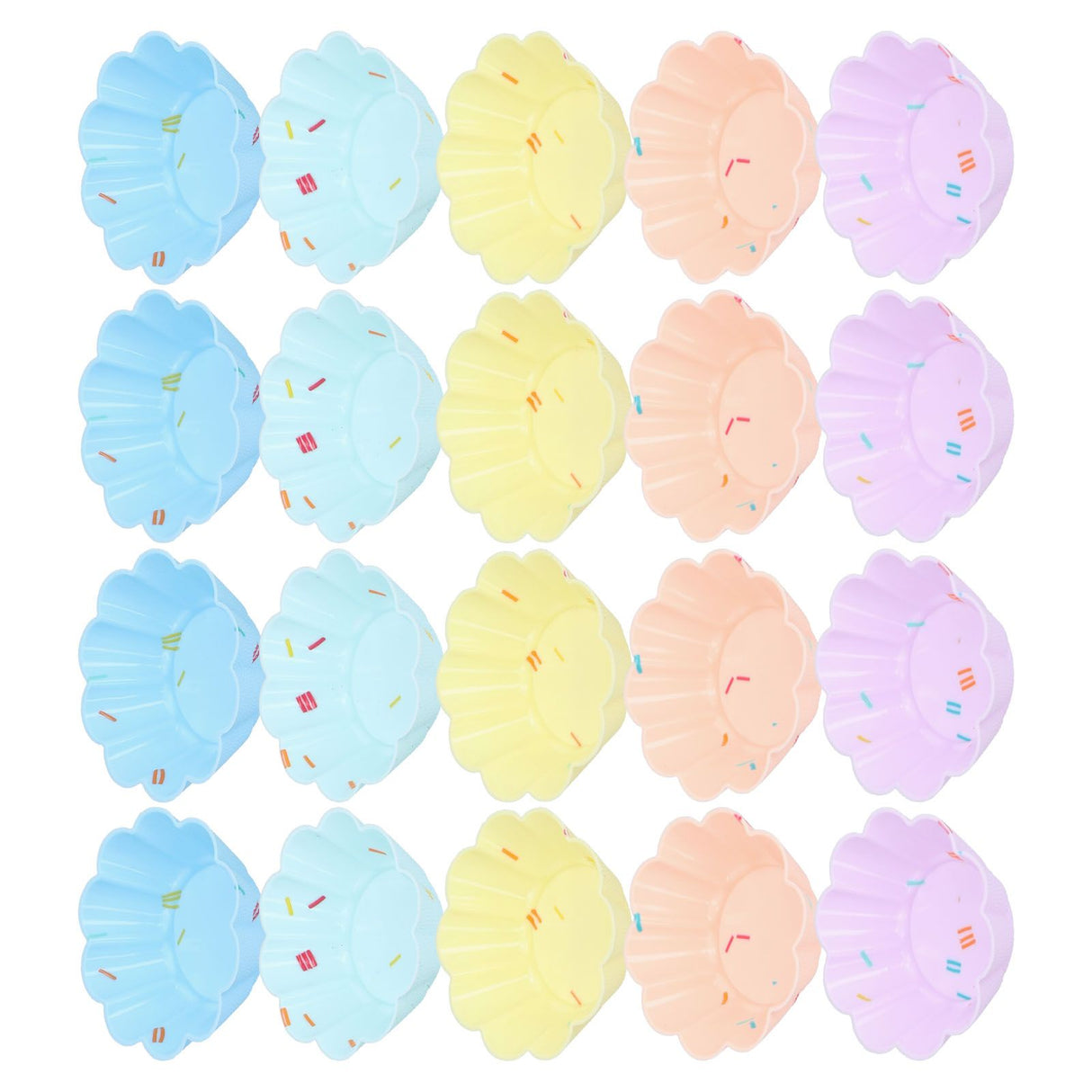 20Pcs Small Cake Cup Baking Mold Reusable Easy Clean Silicone Mini Cupcake Holders10 Petal Flower Set