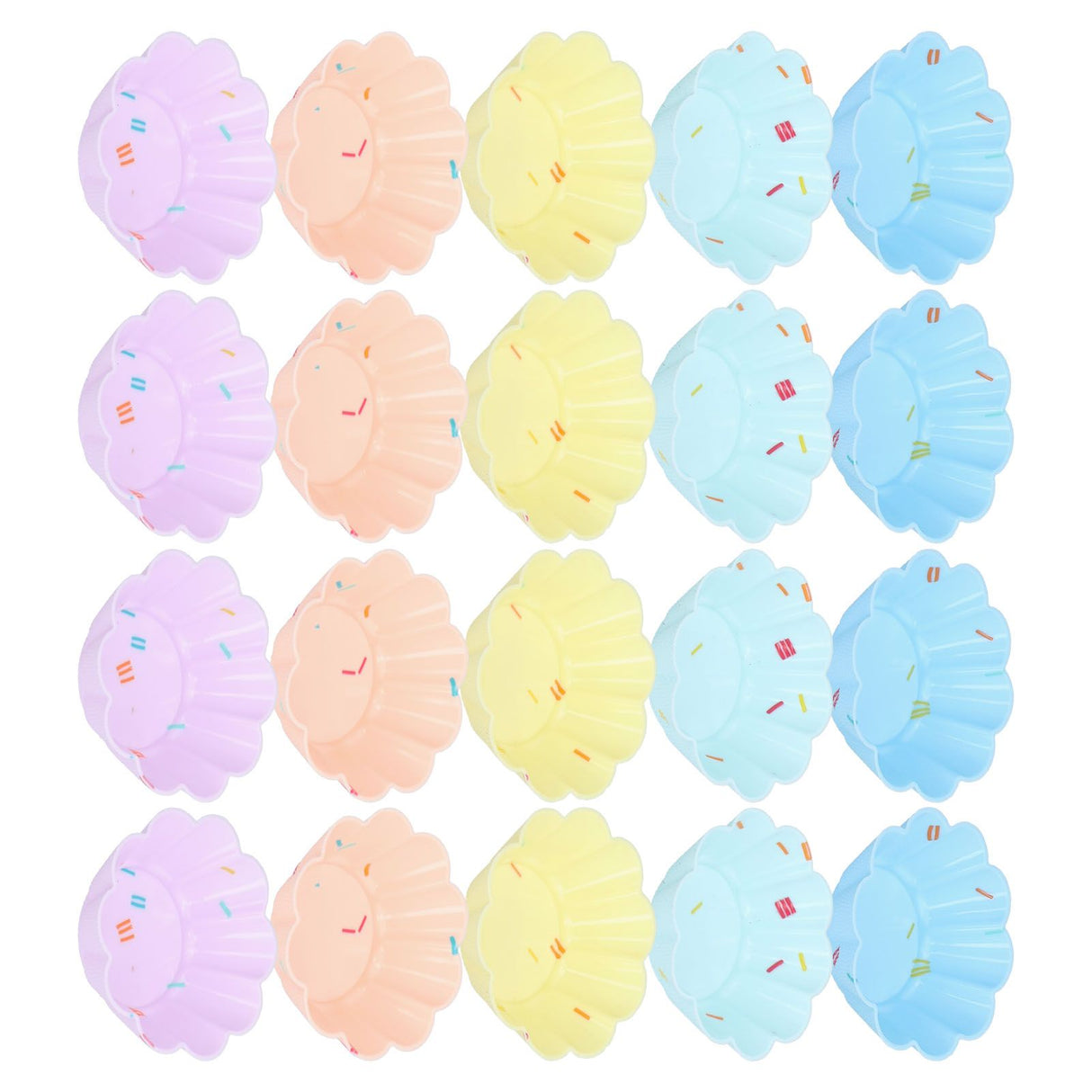 20Pcs Small Cake Cup Baking Mold Reusable Easy Clean Silicone Mini Cupcake Holders10 Petal Flower Set