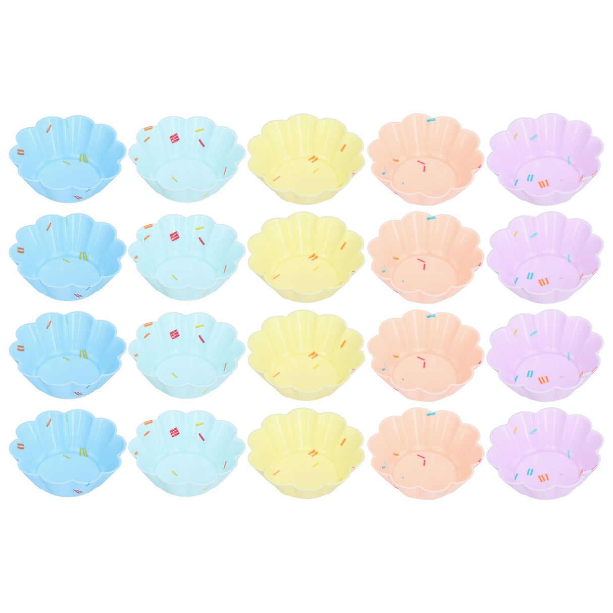 20Pcs Small Cake Cup Baking Mold Reusable Easy Clean Silicone Mini Cupcake Holders10 Petal Flower Set
