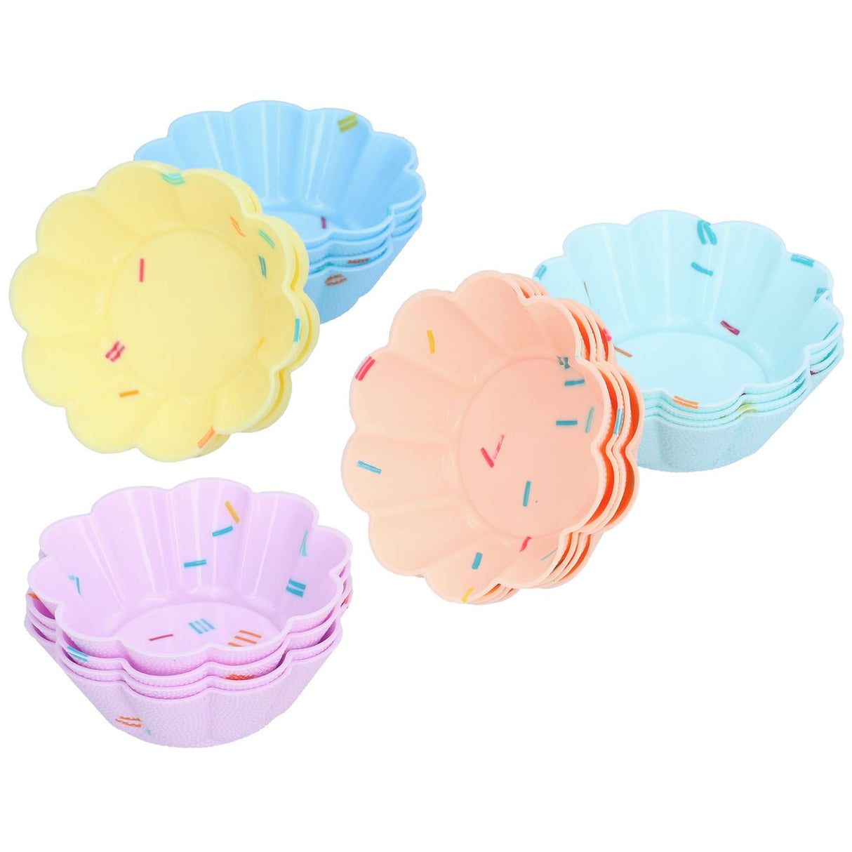 20Pcs Small Cake Cup Baking Mold Reusable Easy Clean Silicone Mini Cupcake Holders10 Petal Flower Set