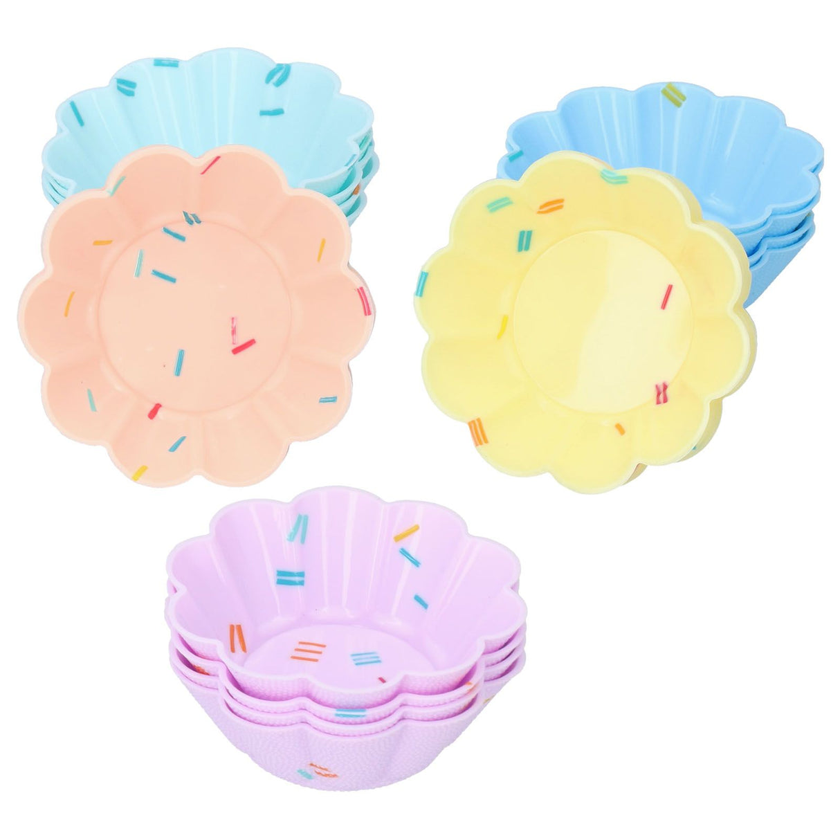 20Pcs Small Cake Cup Baking Mold Reusable Easy Clean Silicone Mini Cupcake Holders10 Petal Flower Set