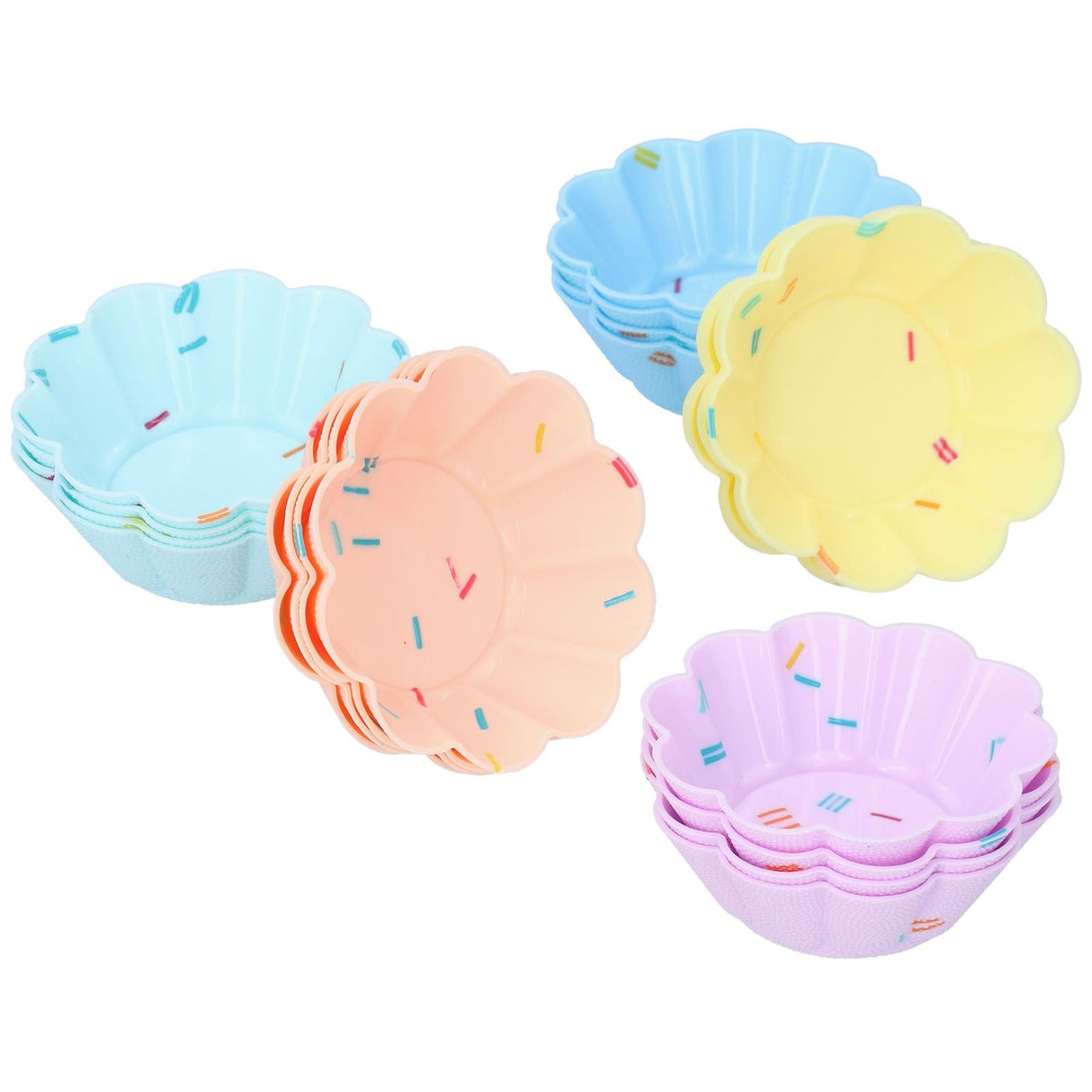 20Pcs Small Cake Cup Baking Mold Reusable Easy Clean Silicone Mini Cupcake Holders10 Petal Flower Set
