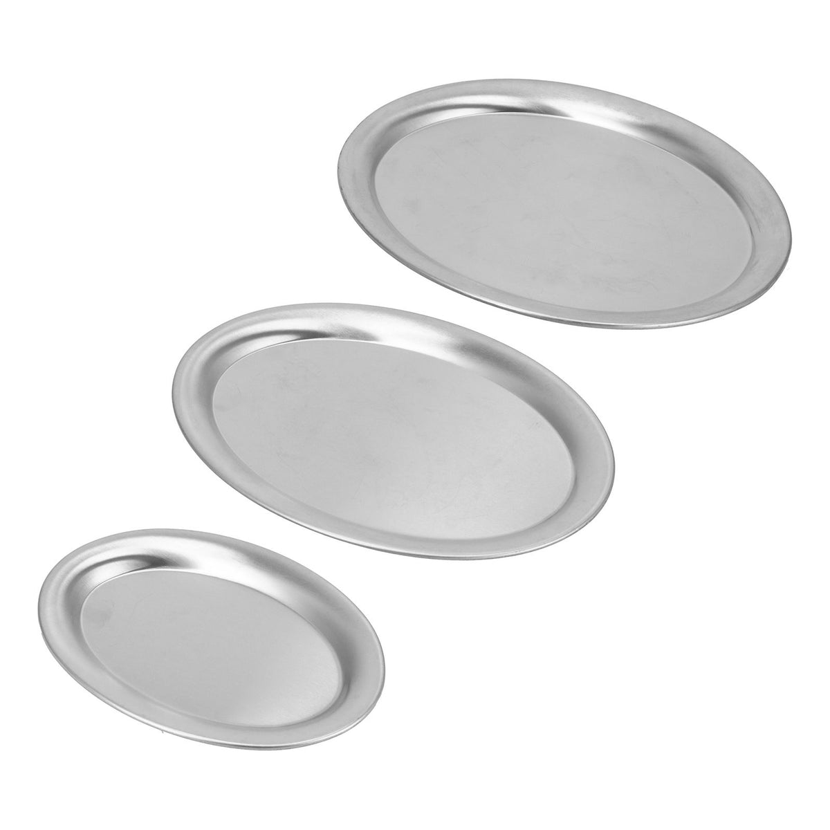 3pcs Stainless Steel Dessert Tray Mirror Polishing Process Snack Jewelry Display TraySilver