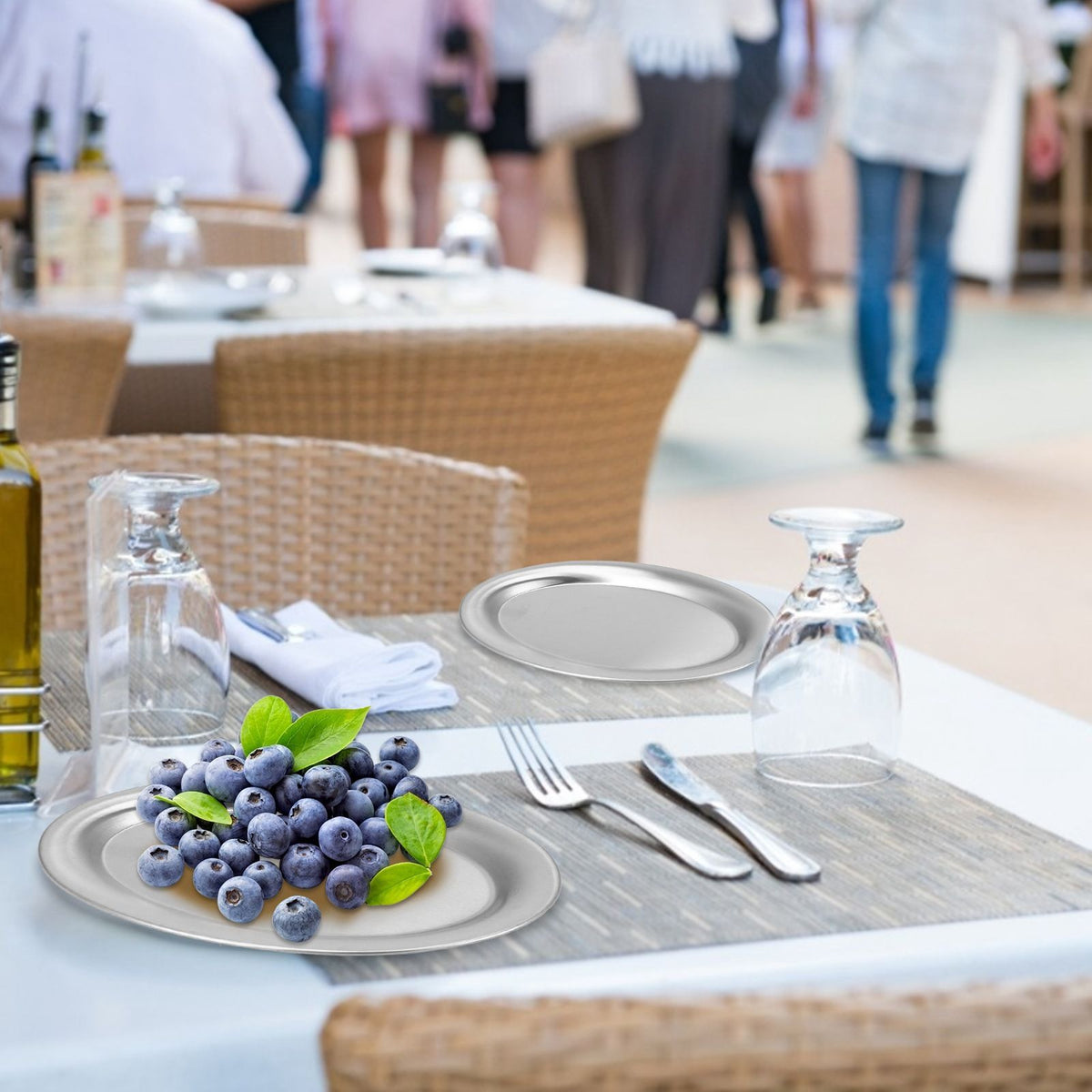 3pcs Stainless Steel Dessert Tray Mirror Polishing Process Snack Jewelry Display TraySilver