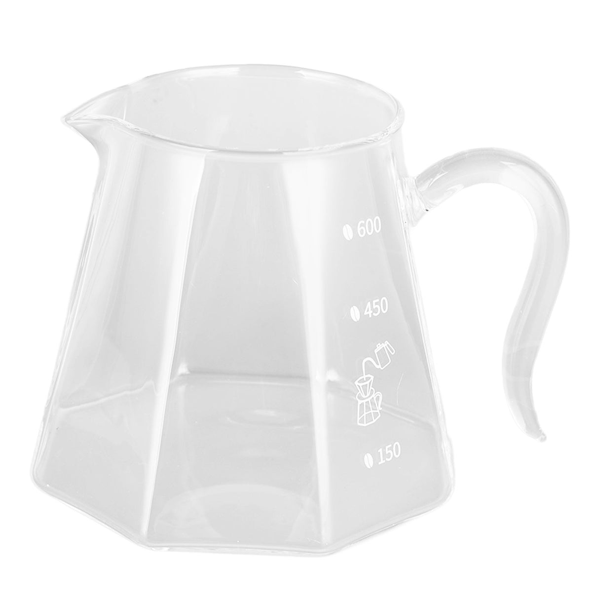 600ml Hand Drip Coffee Glass Cup with Unique Eagle Beak Handles for Making Coffee