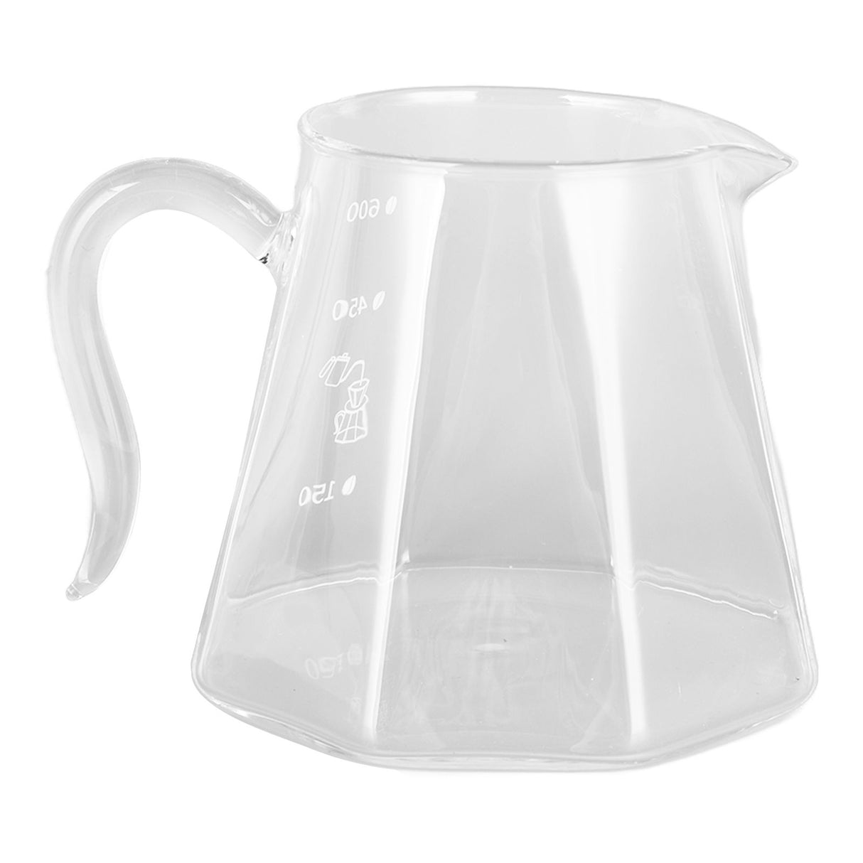 600ml Hand Drip Coffee Glass Cup with Unique Eagle Beak Handles for Making Coffee