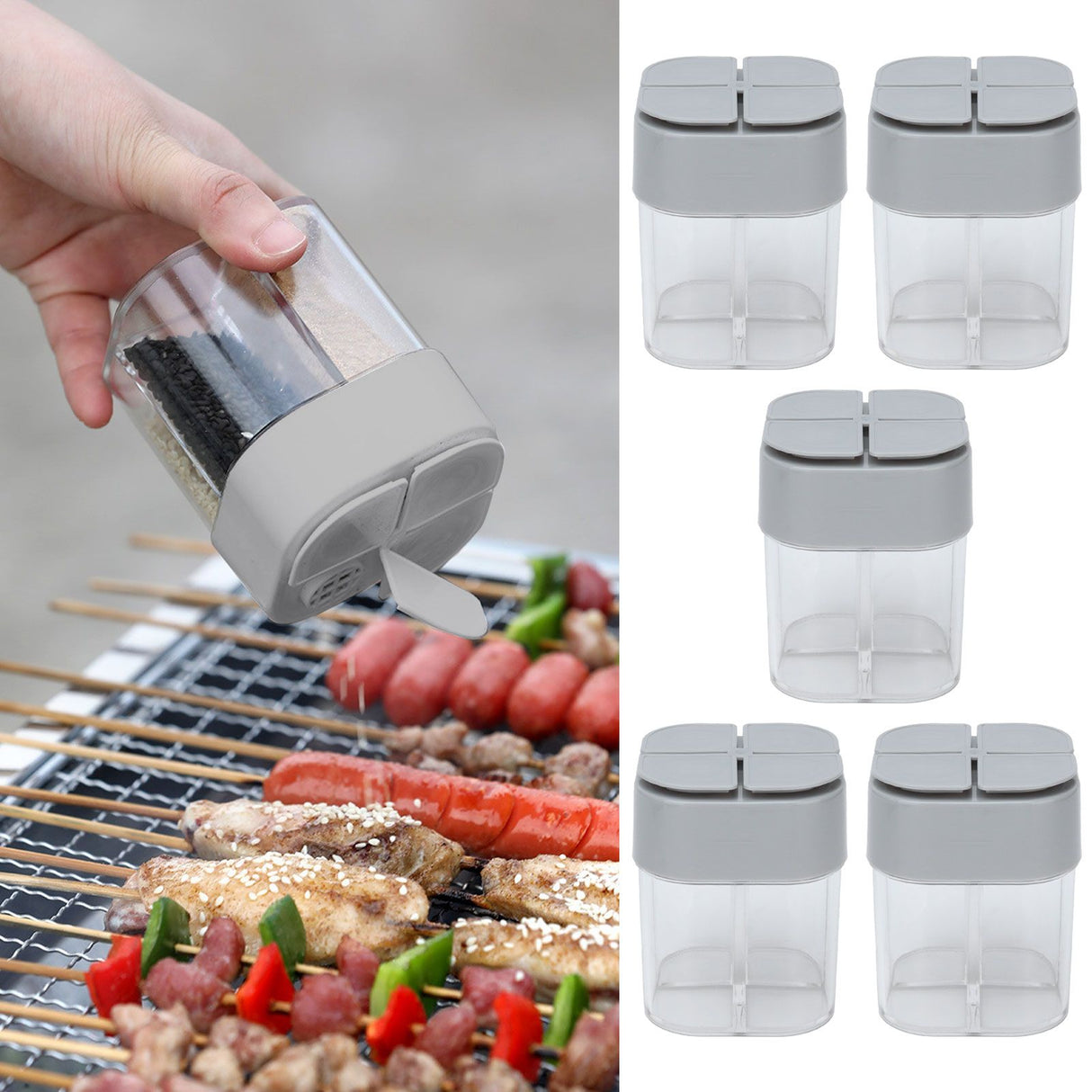 5pcs 4 in 1 Spice Container Seasoning Spice Shaker with Sealed Lid for Home Restaurant Kitchen