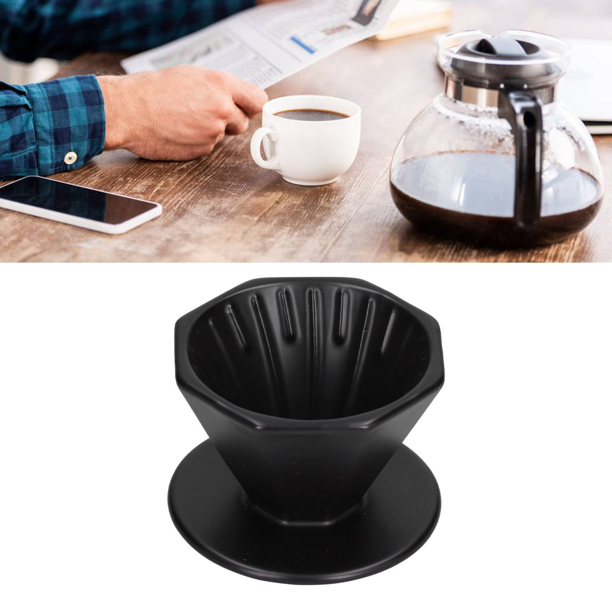 Coffee Dripper Ceramic Convenient Reliable Exquisite Portable Size Simple Design Pour Over Coffee DripperBlack