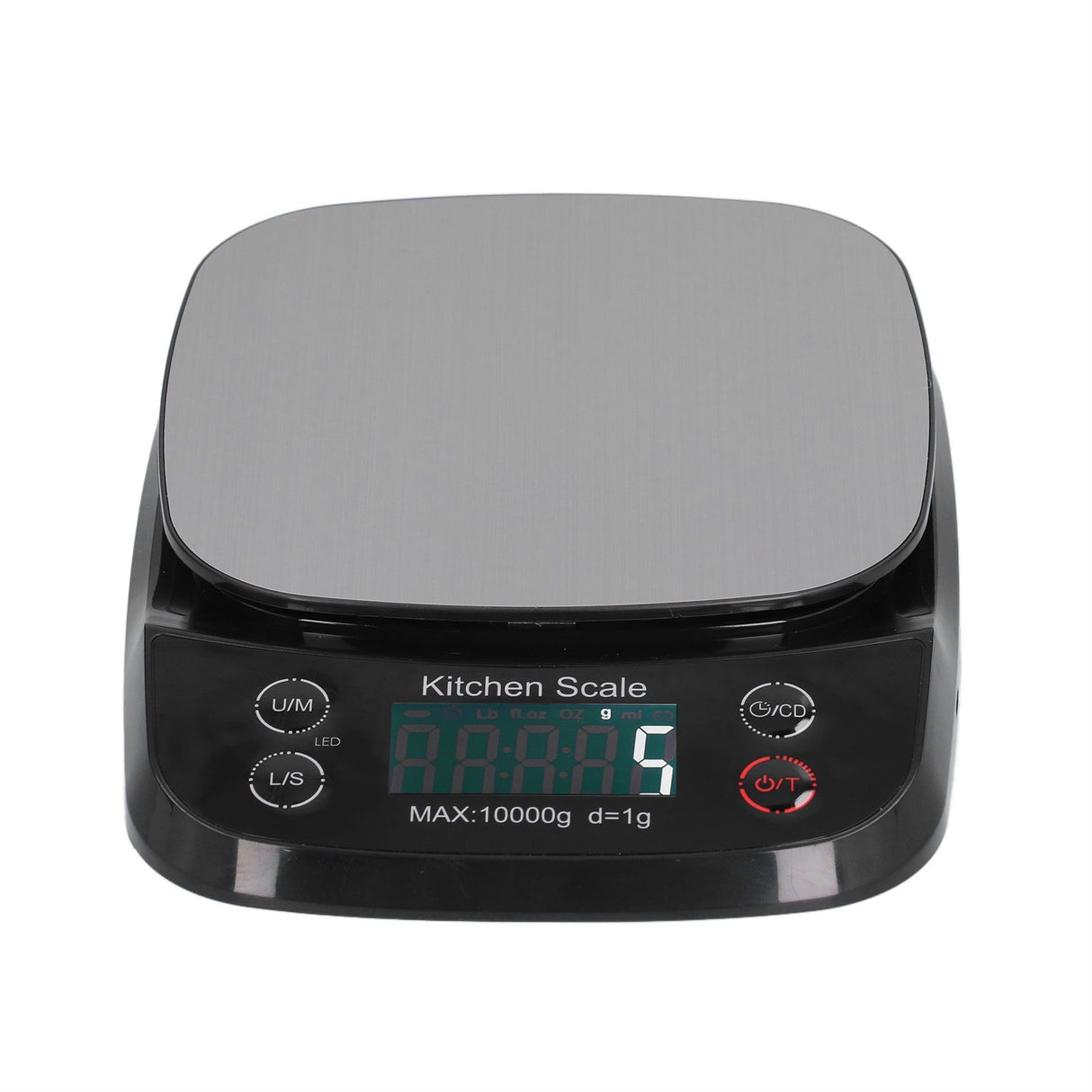 Kitchen Digital Scale Household Stainless Steel Rechargeable Baking Scale for Weighing Food Black10kg/1g