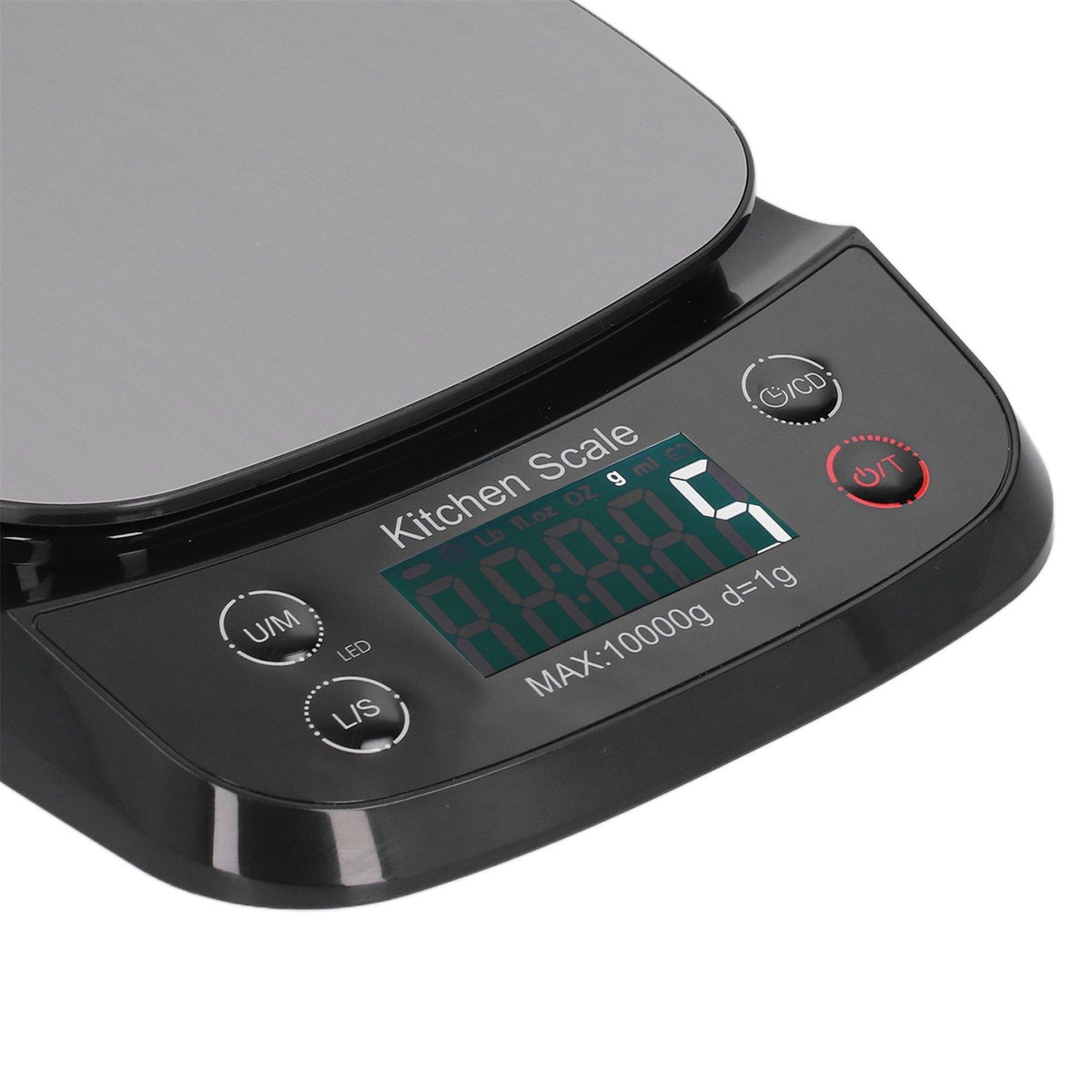 Kitchen Digital Scale Household Stainless Steel Rechargeable Baking Scale for Weighing Food Black10kg/1g