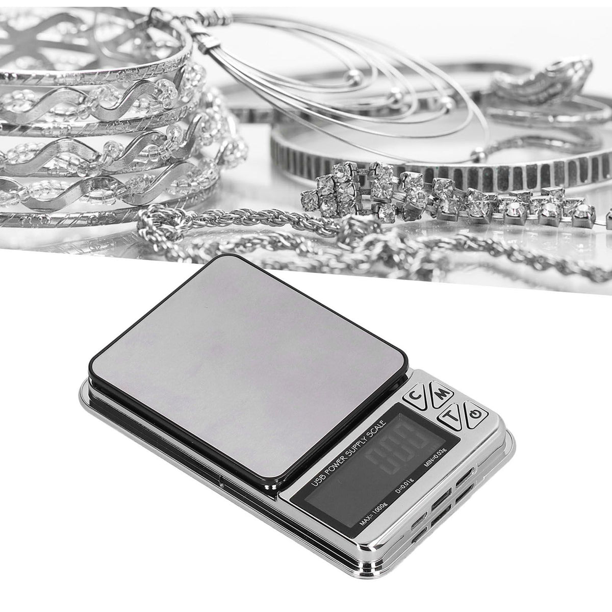 Electronic Scale LCD Display High Accuracy Lightweight Portable Stainless Steel Jewelry Scale