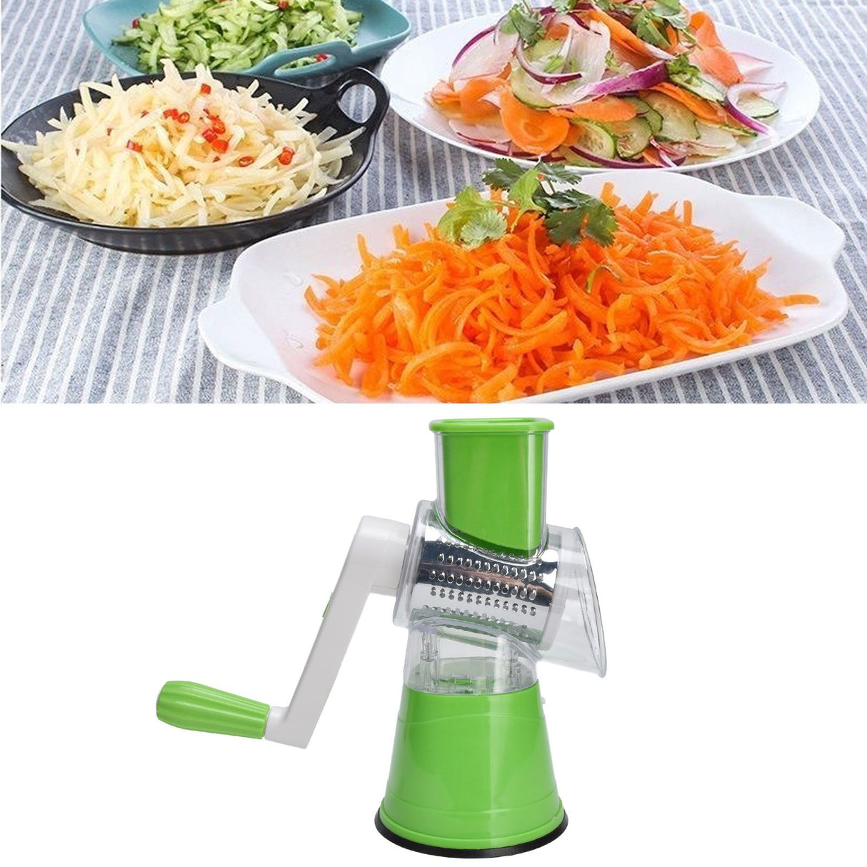 Cheese Grater Multifunctional Handheld Cheese Shredder with Grinding Cutting Slicing Knife Barrel for Fruits Potatoes