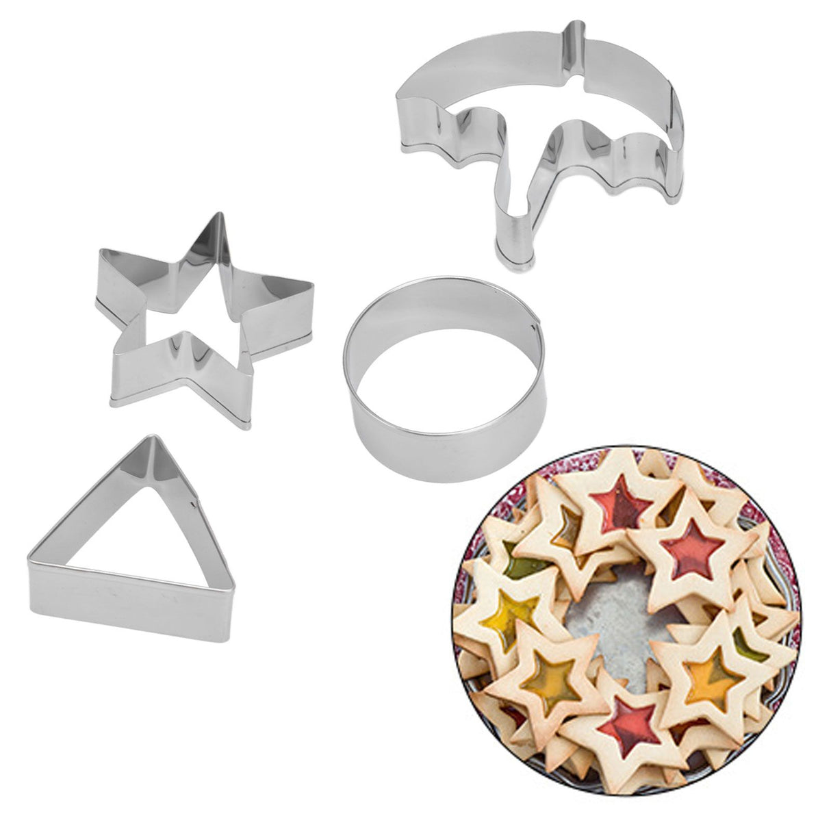 5Pcs/Set Sugar Candy Pie Mold Cutter Stainless Steel Cookies Chocolate Mold for Games Entertainment Silver