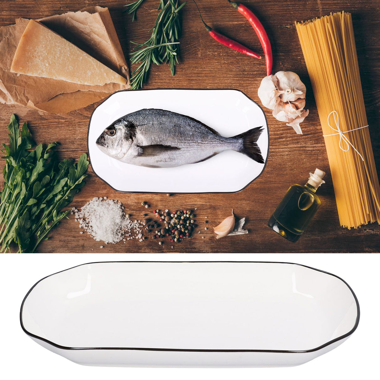 12in Dinner Plate Dish 550ml White Ceramic Noodle Soup Fish Plate Kitchen Tableware for Restaurant