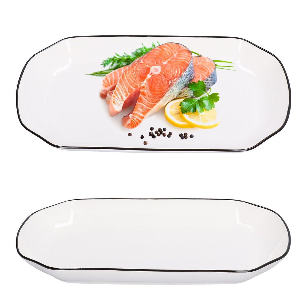 12in Dinner Plate Dish 550ml White Ceramic Noodle Soup Fish Plate Kitchen Tableware for Restaurant