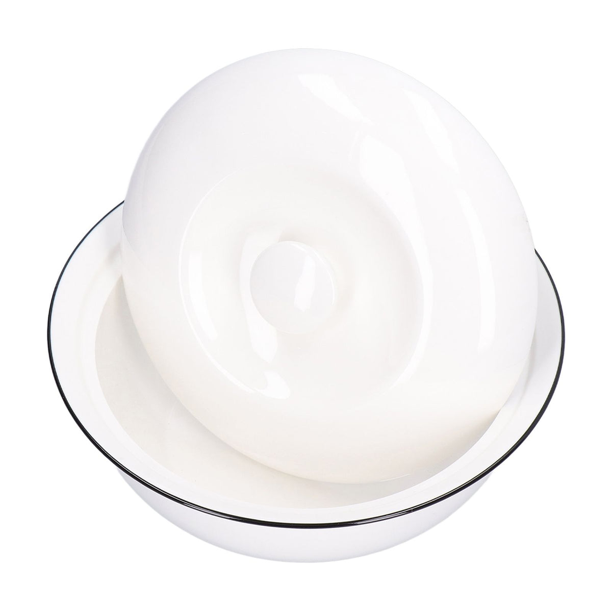 9in Soup Bowl with Lid Large Capacity 1500ml Stew Bowl Harmless White Ceramic Kitchen Bowl