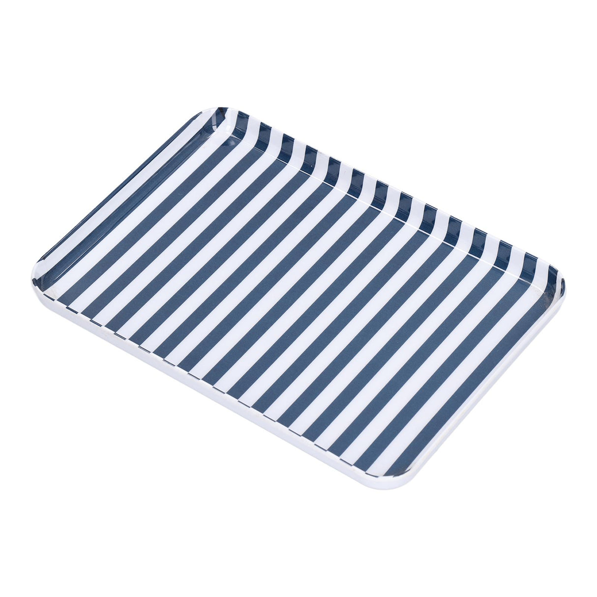 Fruit Tray Blue White Stripe Melamine Safe Environmentally Friendly Colourfast Dessert Platter for Restaurant
