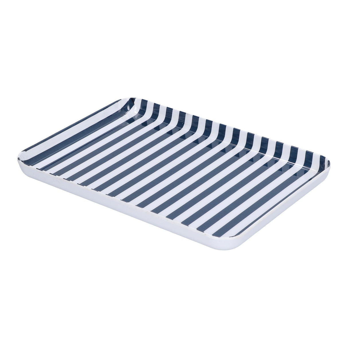 Fruit Tray Blue White Stripe Melamine Safe Environmentally Friendly Colourfast Dessert Platter for Restaurant