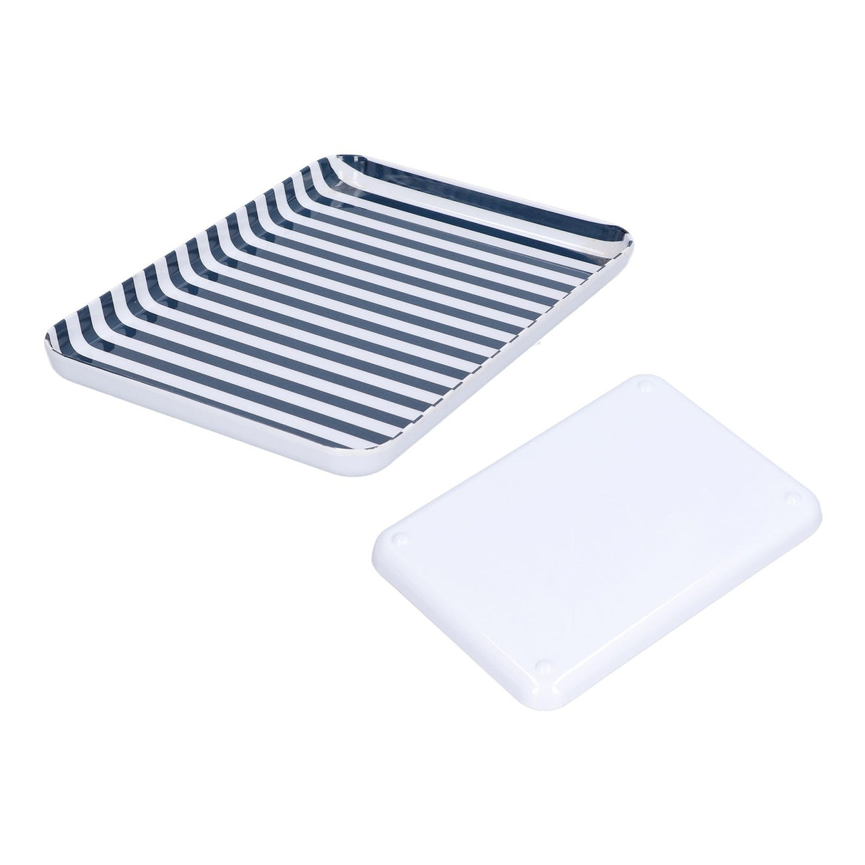 Fruit Tray Blue White Stripe Melamine Safe Environmentally Friendly Colourfast Dessert Platter for Restaurant