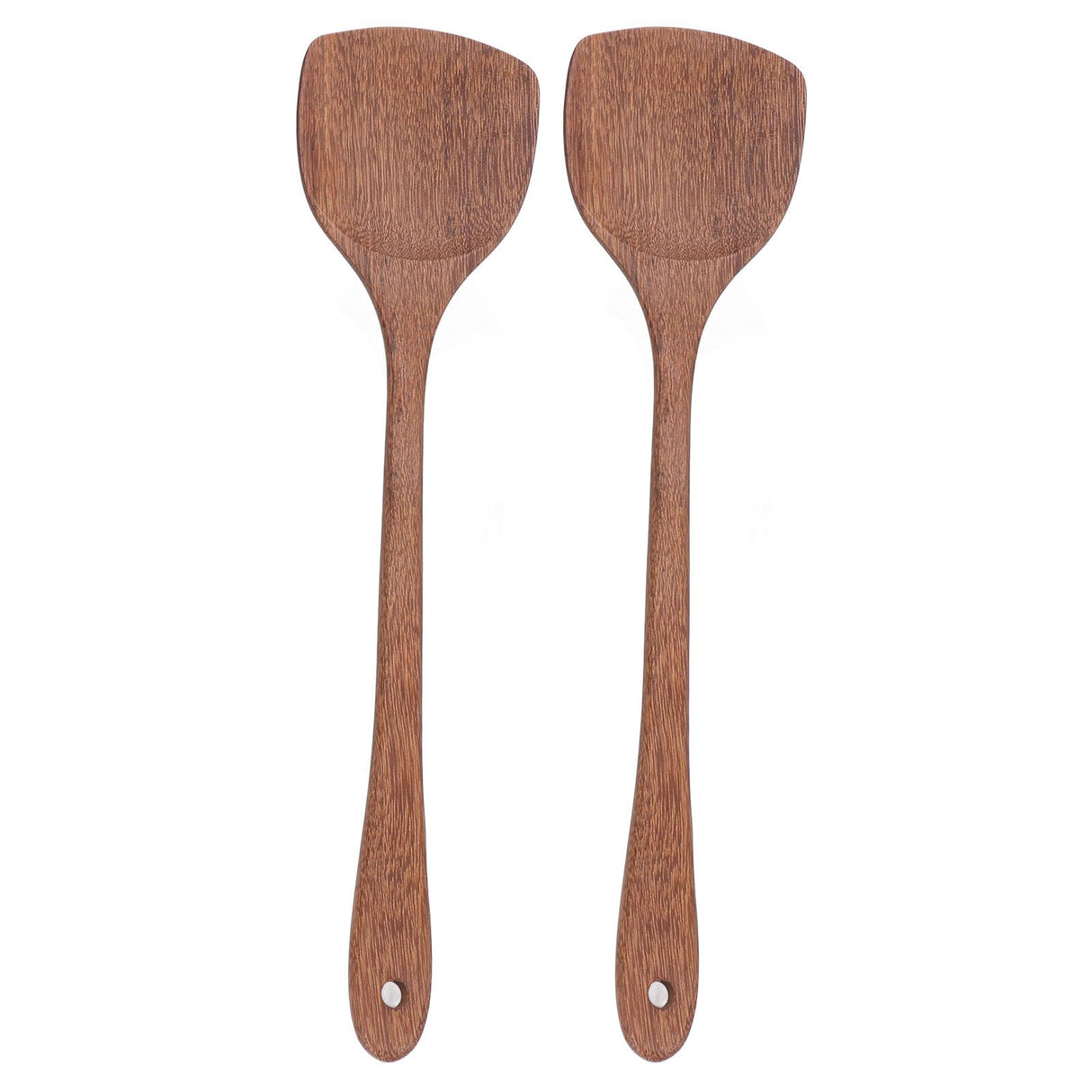 2pcs Wooden Spatula Household Hanging Long Handle Flat Wooden Spatula for Mixing and Turning38.5cm / 15.2in