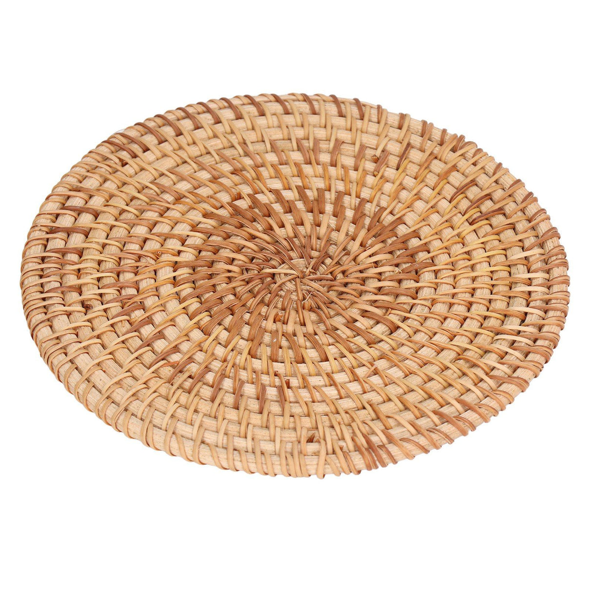 Woven Round Placemat Natural Rattan Braid Hot Insulation Placemat for Large Vessels Hot Dishes Pan Pot16cm / 6.3in
