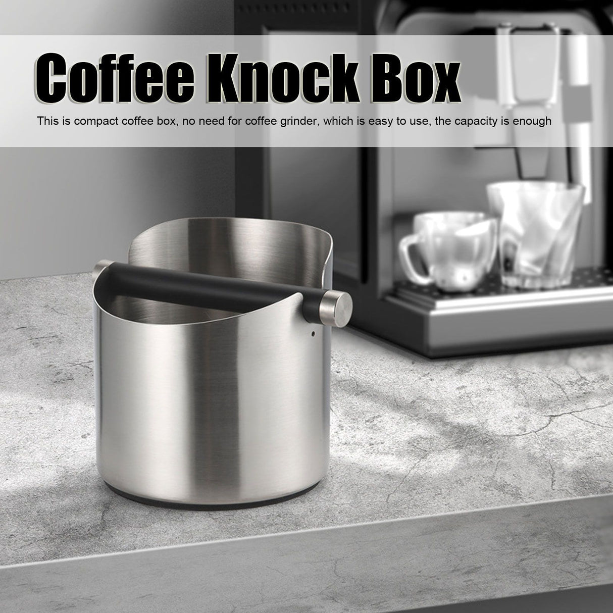 Coffee Grounds Bucket Stainless Steel Rubber Coffee Dump Bin for Home Restaurants BarsStainless Steel Small (FC‑04‑1)