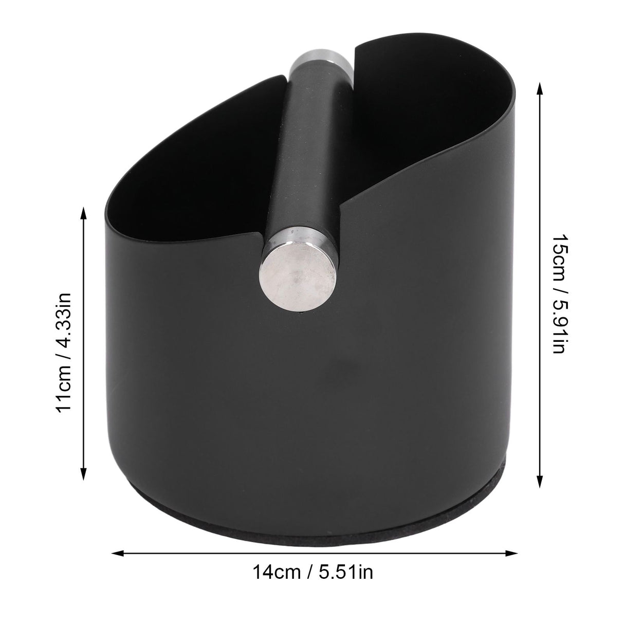 Coffee Grounds Bucket Stainless Steel Rubber Coffee Dump Bin for Home Restaurants BarsBlack Large (FC‑05‑2)