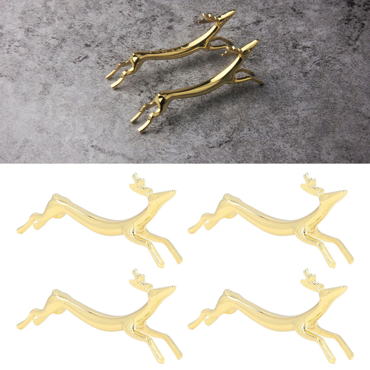 4Pcs Chopstick Rest Smoother Surfaces Reusable Cute Animal Design Gold Chopstick Rest for Home Restaurant PartyDeer