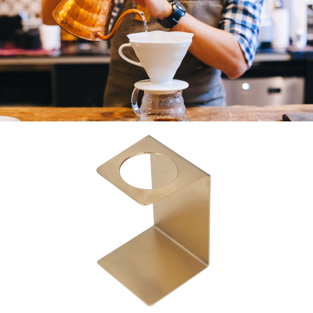 Drip Coffee Stand Samll Size Light Durable Metal Reusable Pour Over Coffee Dripper Stand for Cafe HouseholdGold