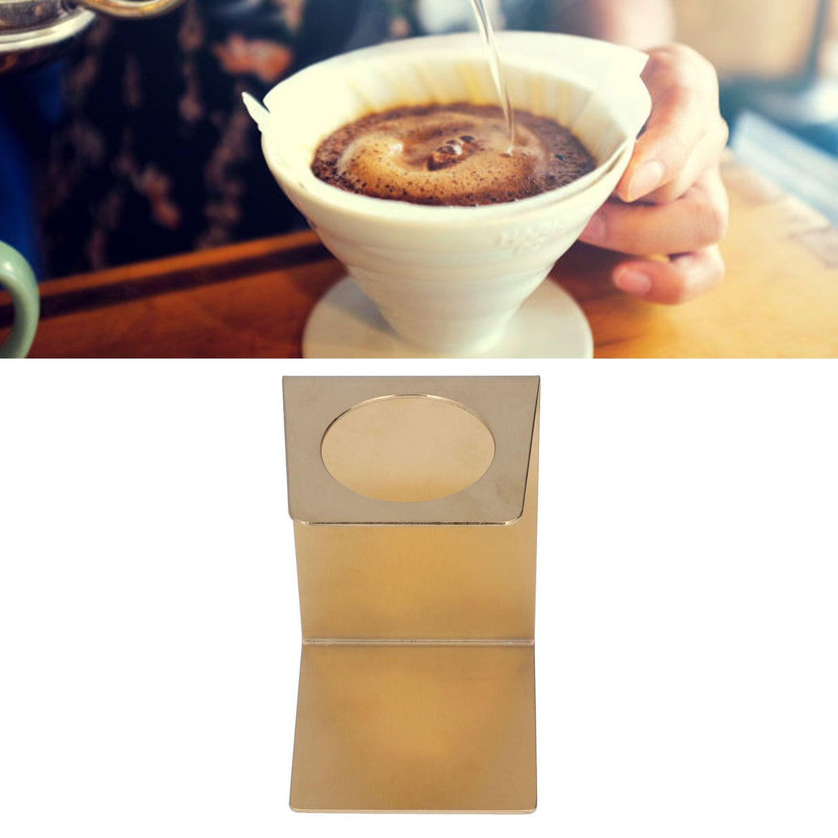 Drip Coffee Stand Samll Size Light Durable Metal Reusable Pour Over Coffee Dripper Stand for Cafe HouseholdGold