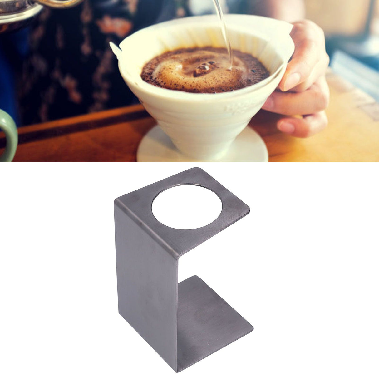 Drip Coffee Stand Samll Size Light Durable Metal Reusable Pour Over Coffee Dripper Stand for Cafe HouseholdBlack