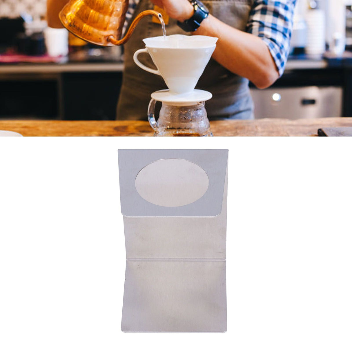 Drip Coffee Stand Samll Size Light Durable Metal Reusable Pour Over Coffee Dripper Stand for Cafe HouseholdBrushed Stainless Steel Color