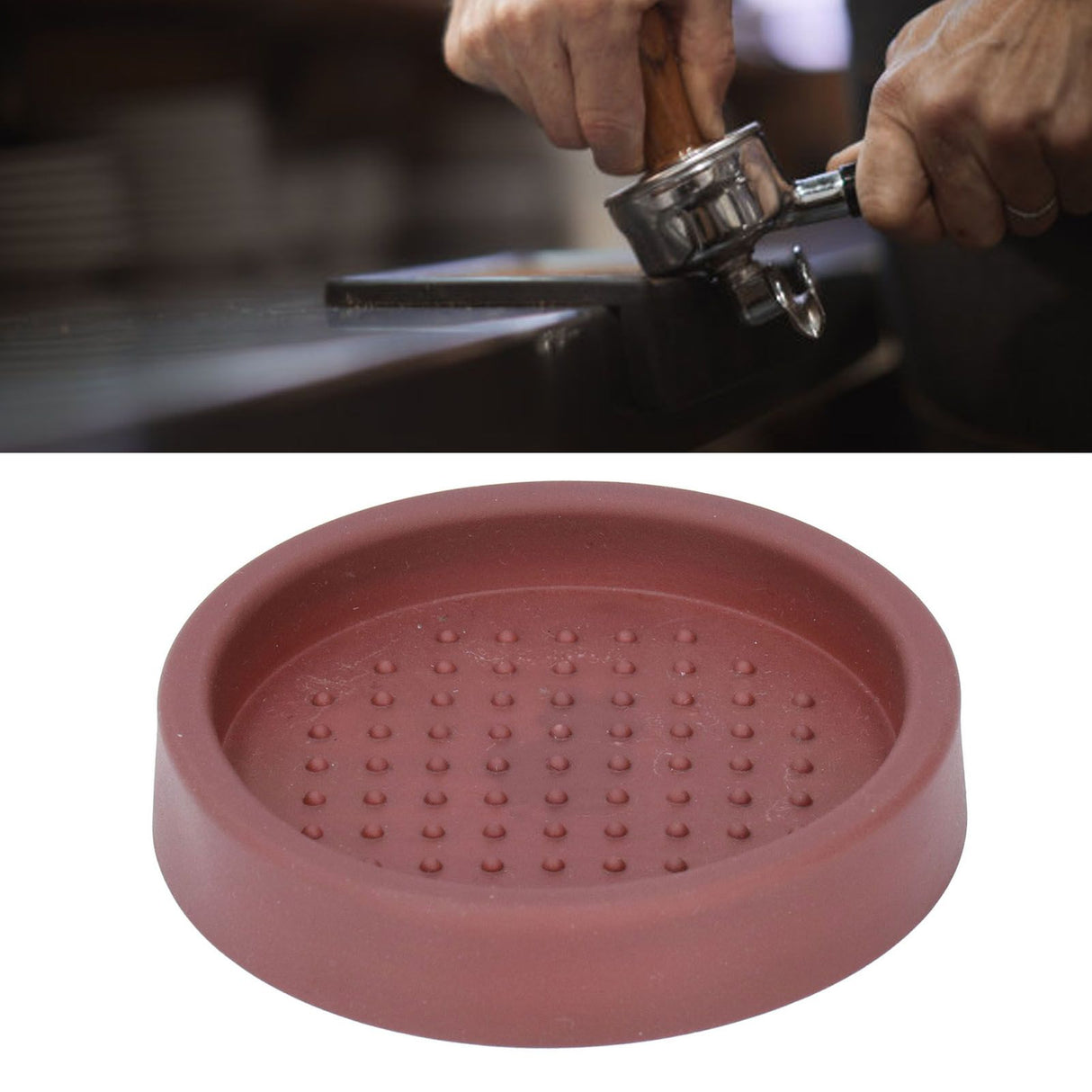 Coffee Tamper Mat Good Protection Compact Anti Slip Round Coffee Powder Pad for Cafe HouseholdBrown