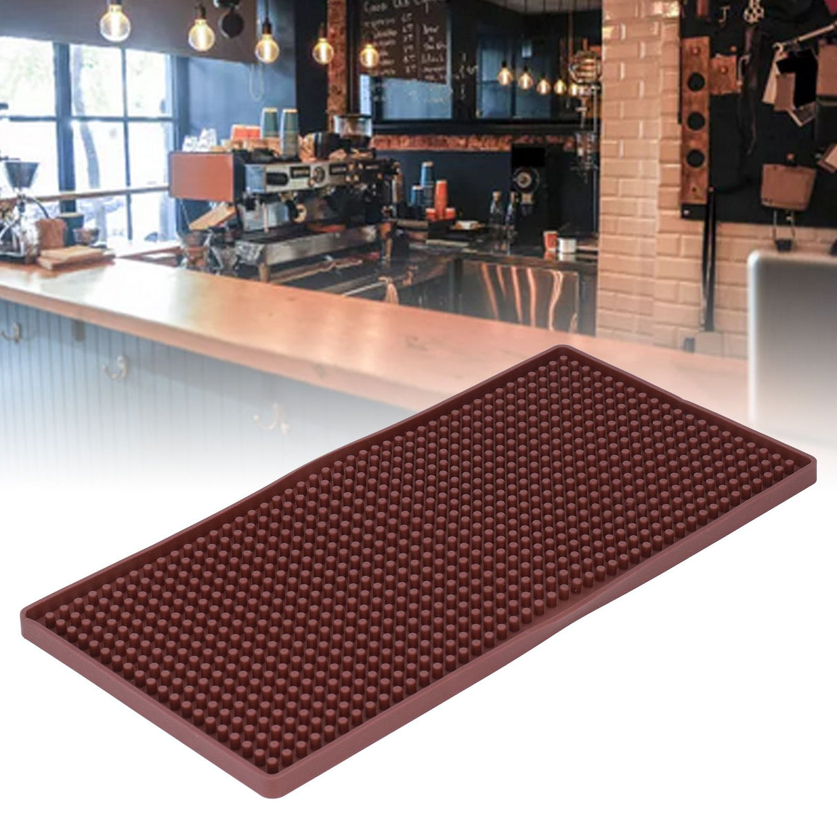 Bar Mat Premium Food Grade Silicone Heat Resistant Durable Odorless Nonslip Soft Flexible Coffee Bar MatBrown
