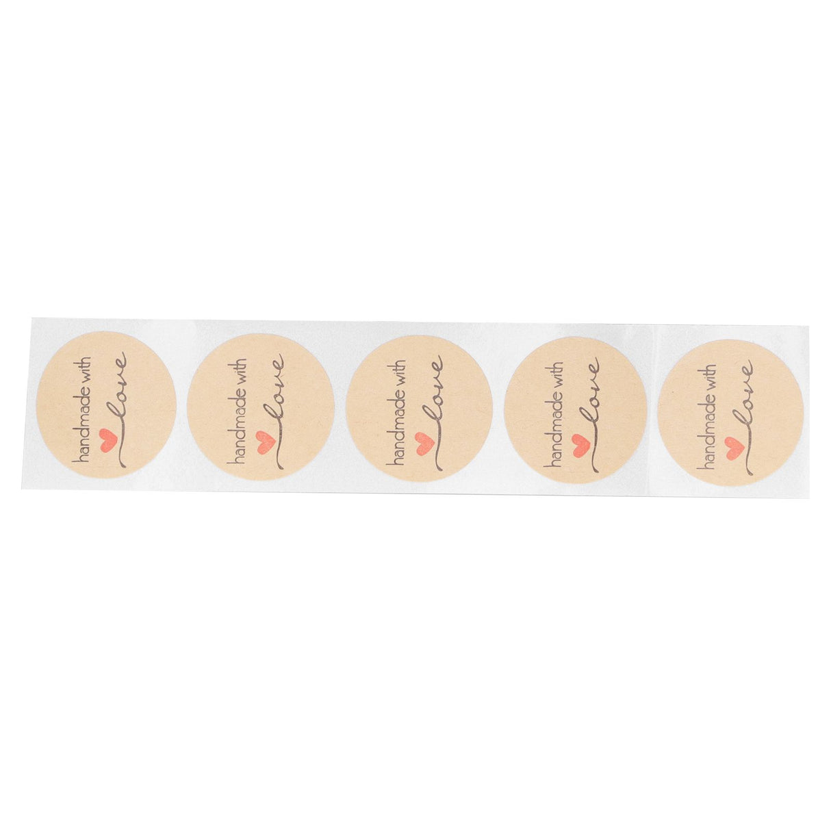 1 Roll Kraft Paper Stickers Handmade with Love Design Cute Heart Stationery Label Stickers for Food Labeling