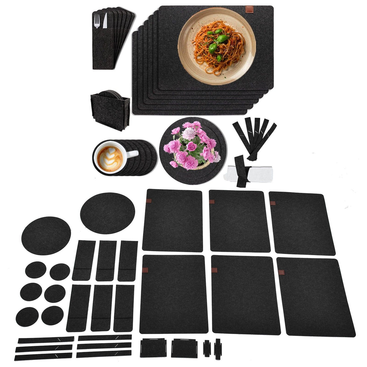 27Pcs Felt Placemat Anti Scratch Insulated Anti Slip Felt Table Mats Set for Home Dining Room Kitchen Hotel