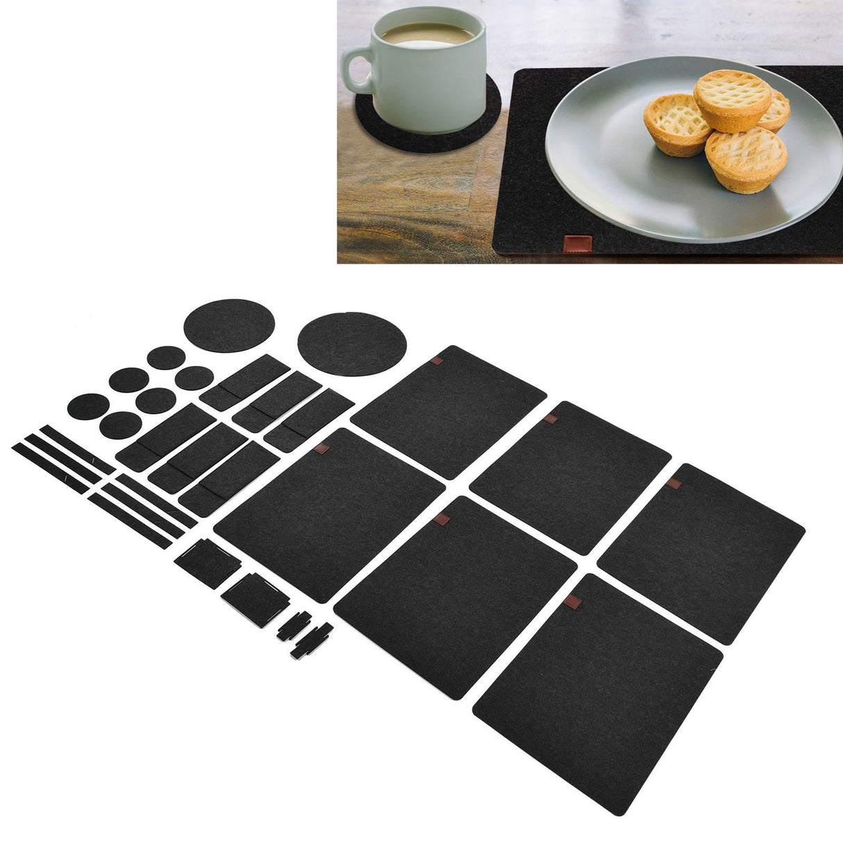 27Pcs Felt Placemat Anti Scratch Insulated Anti Slip Felt Table Mats Set for Home Dining Room Kitchen Hotel