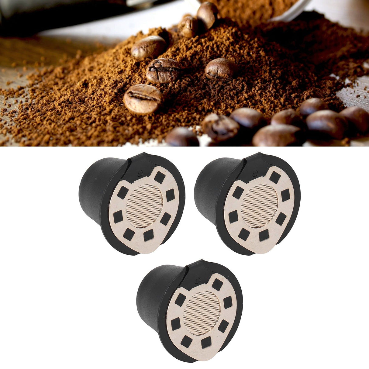50ML Coffee Capsule Pods Cup with Spoon Brush Reusable Filter Stainless Steel Replacement for NespressoGold Plated